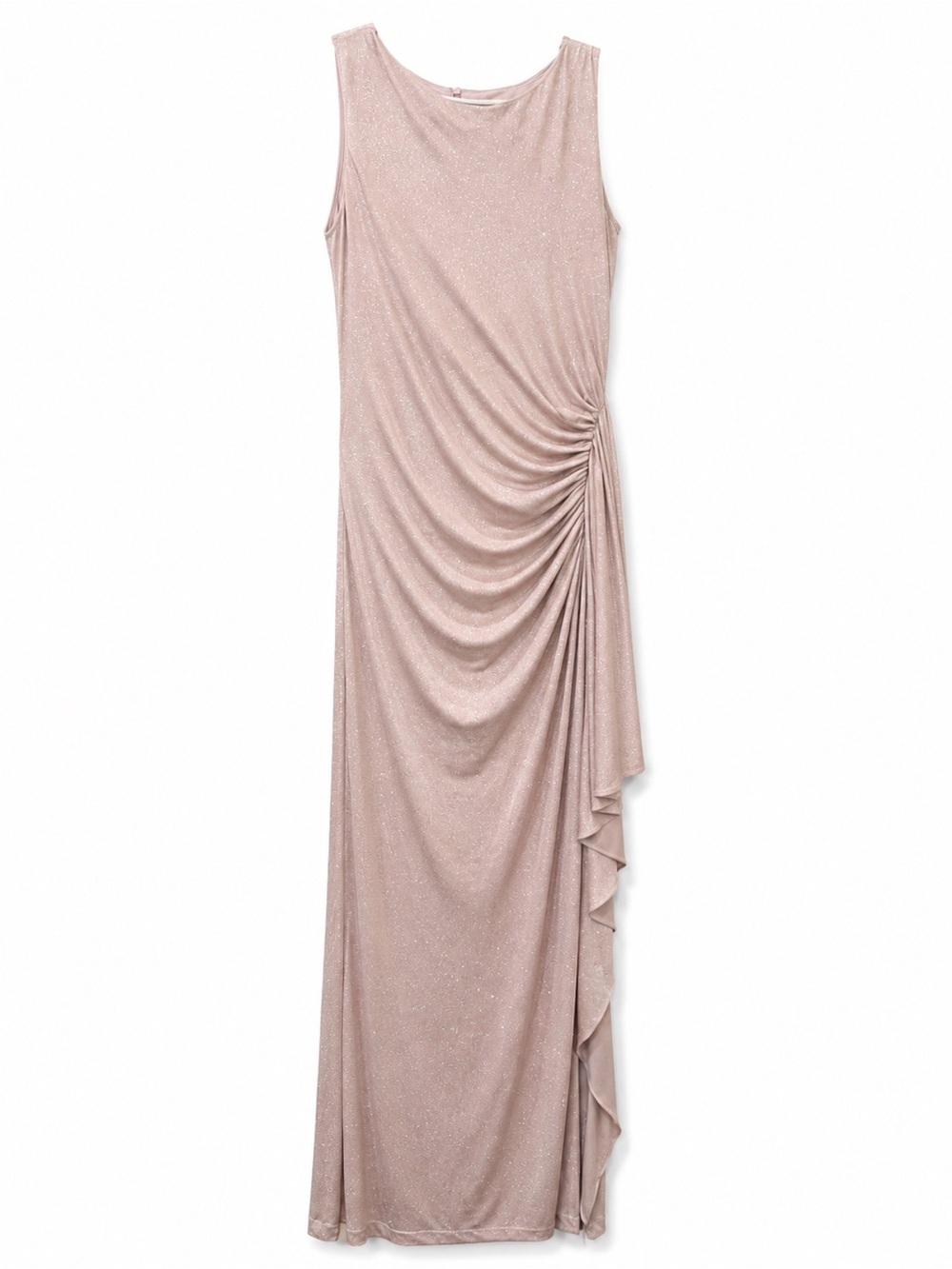 Vince Camuto Shimmer Ruched Side Maxi Dress in Nude Blush 10
